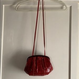 Red snakeskin design small evening purse